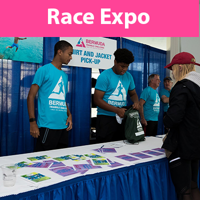 Bermuda Triangle Challenge volunteers assisting runners at the Race Expo