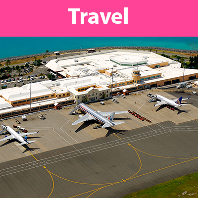 L.F. Wade International Airport in Bermuda with text above that says "Travel"